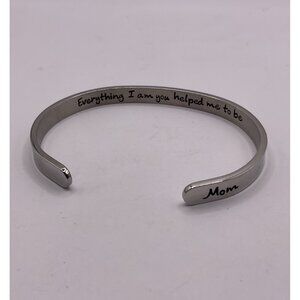 Engraved Stainless Steel "Mom" Cuff Bracelet